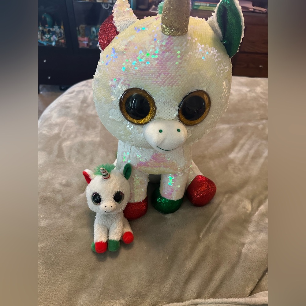 TY Flippables Sequin Plush - DAZZLE the Unicorn (LARGE - 17 inch) -Beanie Boos